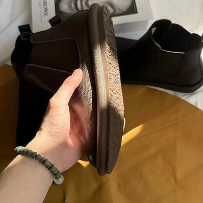 vintage full grain leather ankle boots in black brown 05