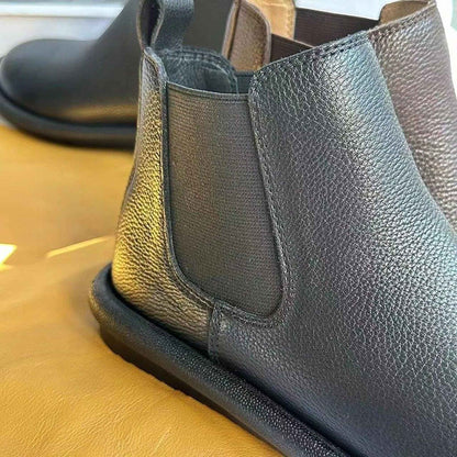 vintage full grain leather ankle boots in black brown 08