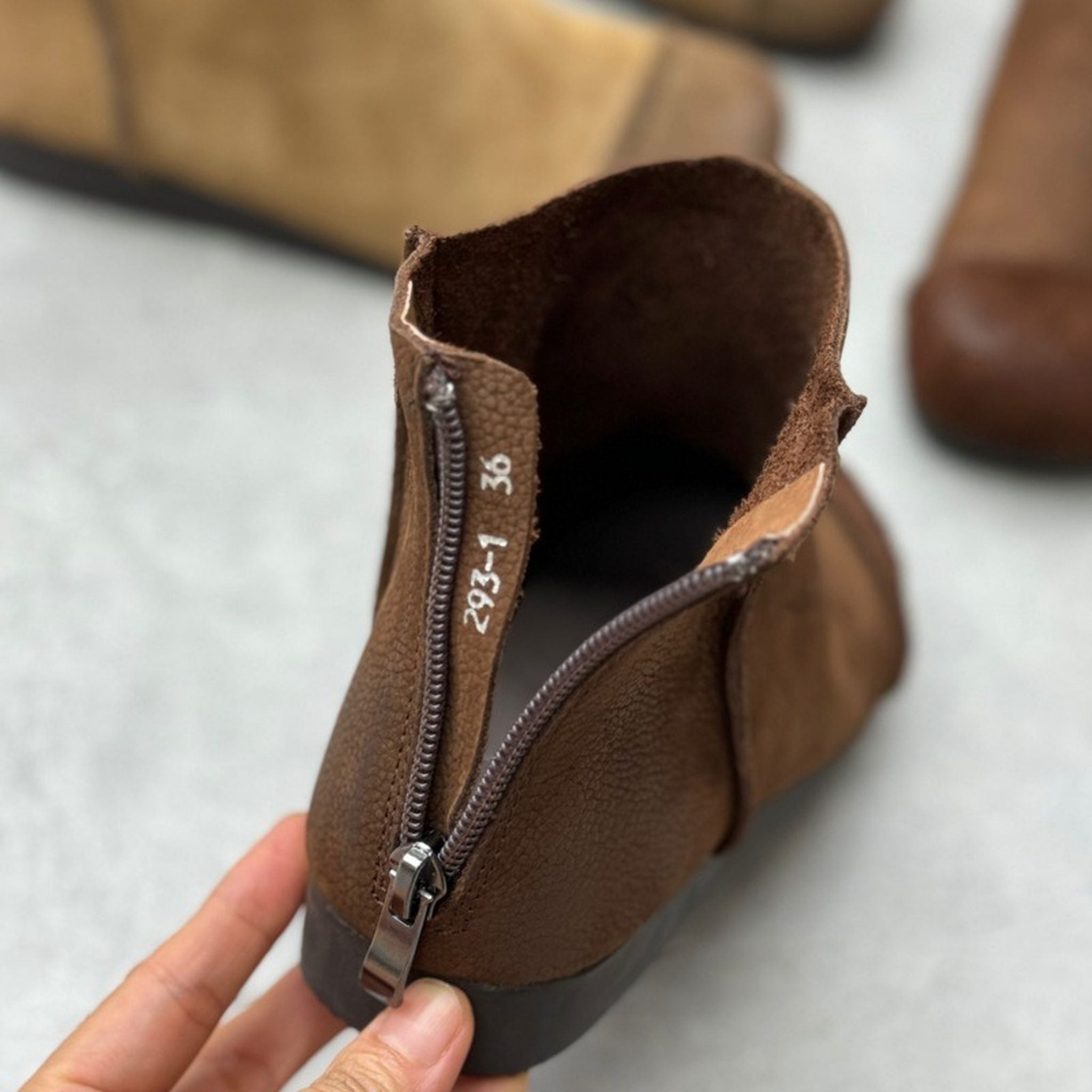 vintage handmade round toe flat sole leather ankle boot 08