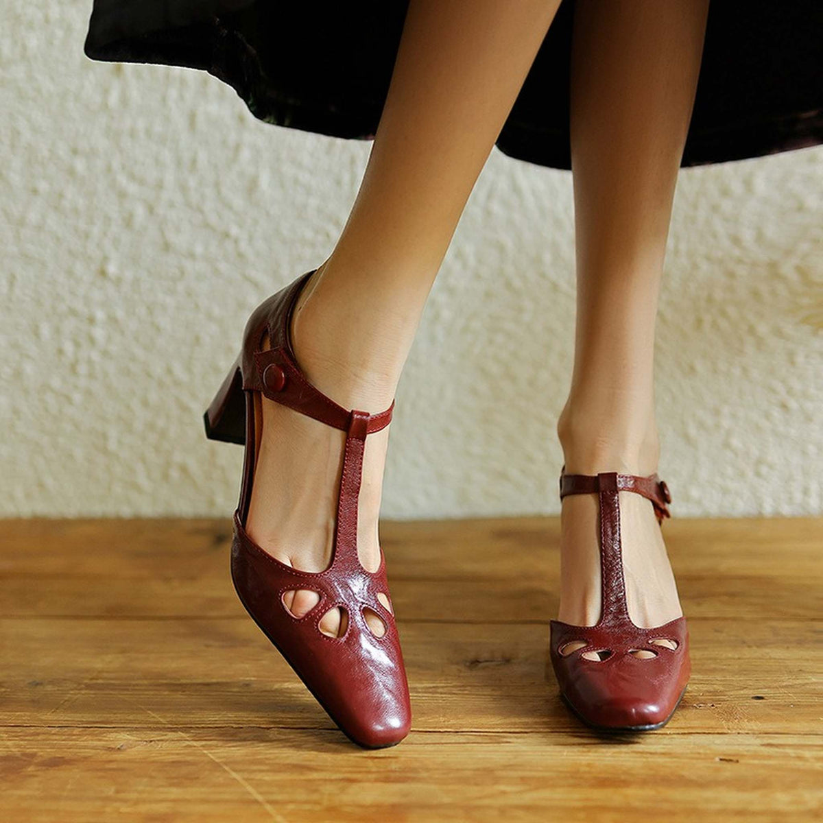 vintage sheepskin square hollow block heel sandals for  02