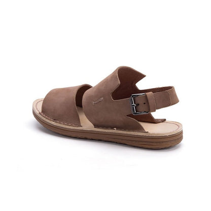 Wide Fit Matte Nubuck Leather Roman Sandals in Coffee Brown
