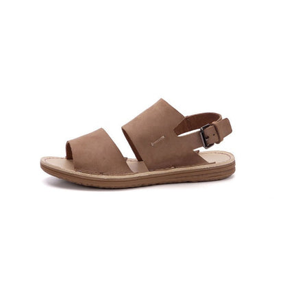 Wide Fit Matte Nubuck Leather Roman Sandals in Coffee Brown