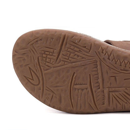 Wide Fit Matte Nubuck Leather Roman Sandals in Coffee Brown