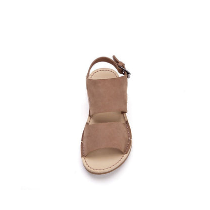 Wide Fit Matte Nubuck Leather Roman Sandals in Coffee Brown