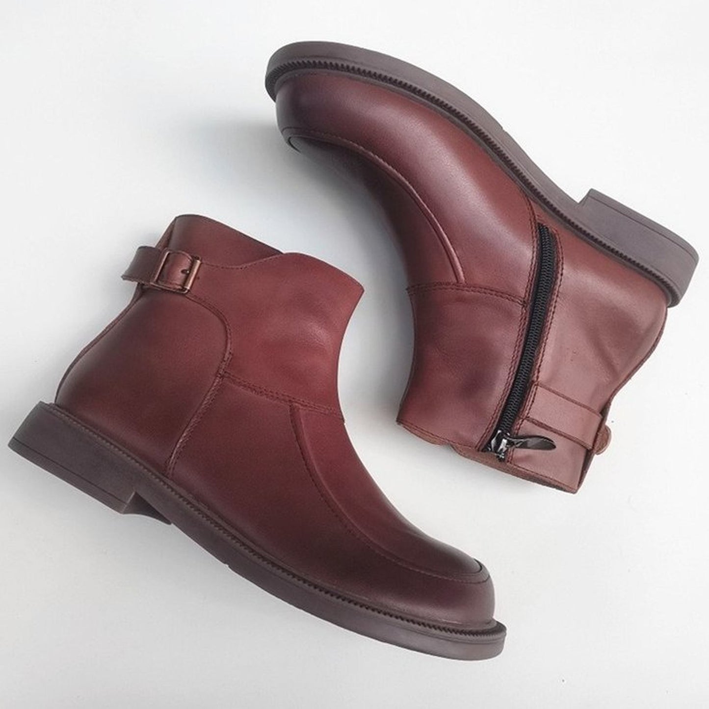 wide high top british work style leather ankle boots in 05