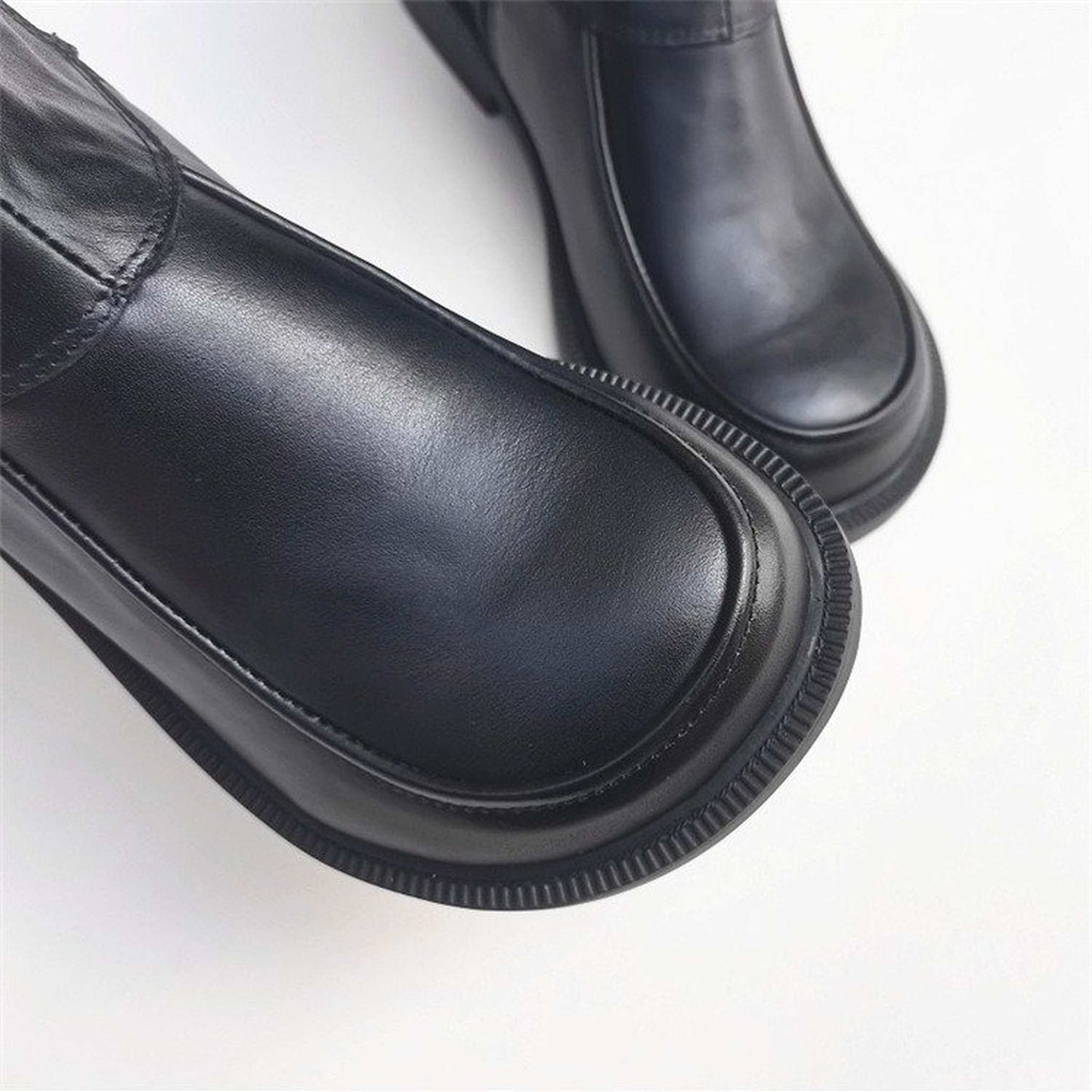 wide high top british work style leather ankle boots in 06