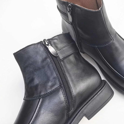 wide high top british work style leather ankle boots in 08