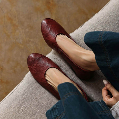 Women's Genuine Leather Leather Flat Flats in Creamy White/Black/Burgundy 04
