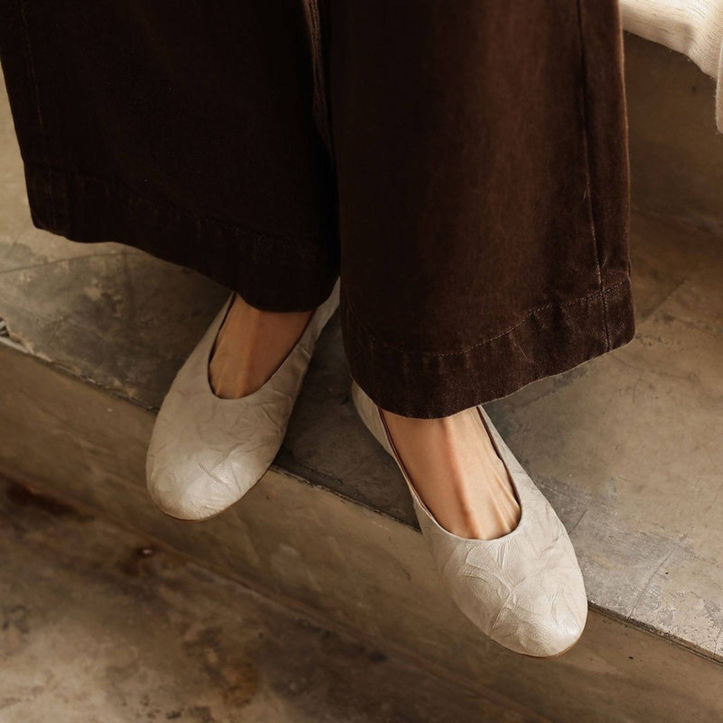 Women's Genuine Leather Leather Flat Flats in Creamy White/Black/Burgundy 09