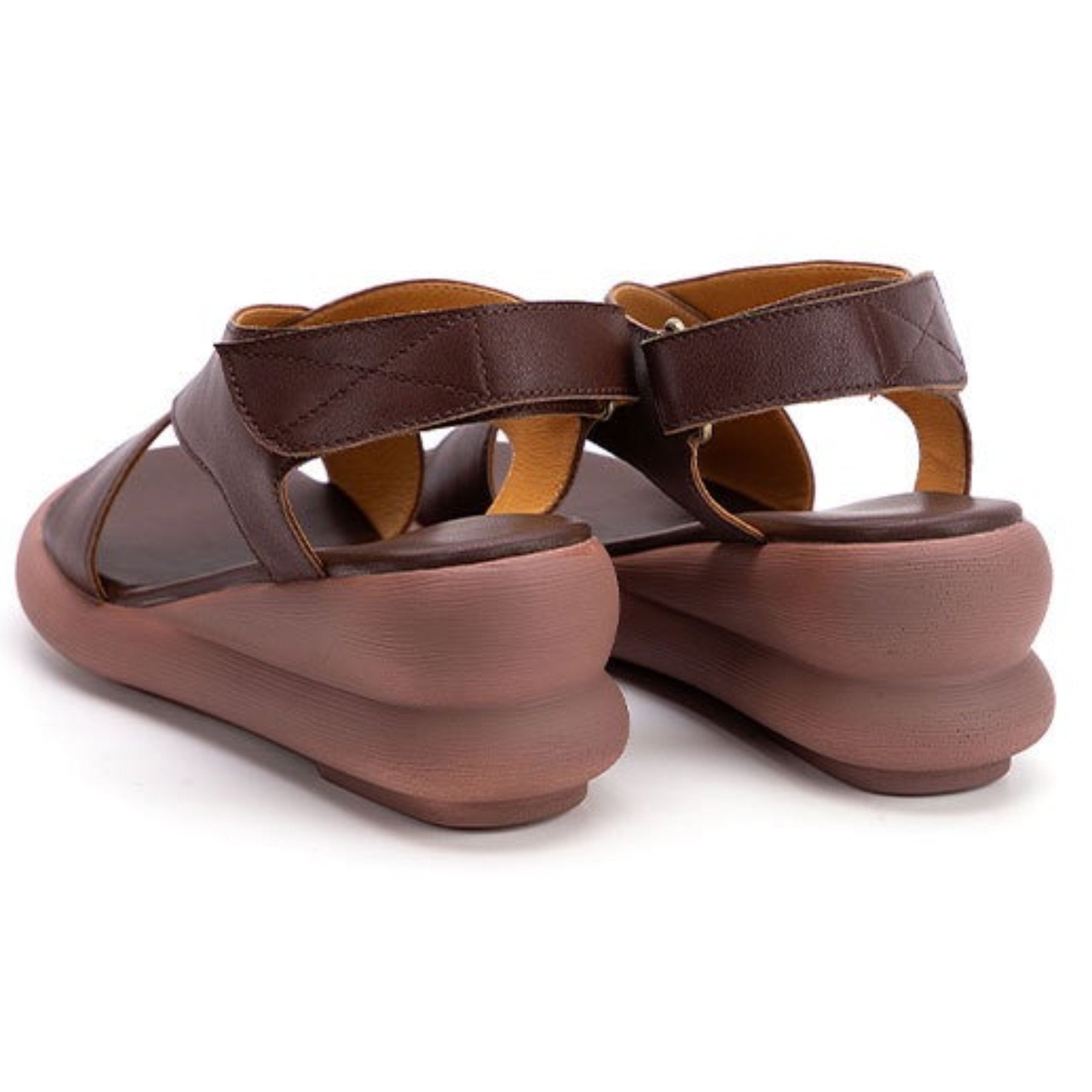 Hajink Wide Fit Full Grain Leather Criss-Cross Platform Sandals - 11
