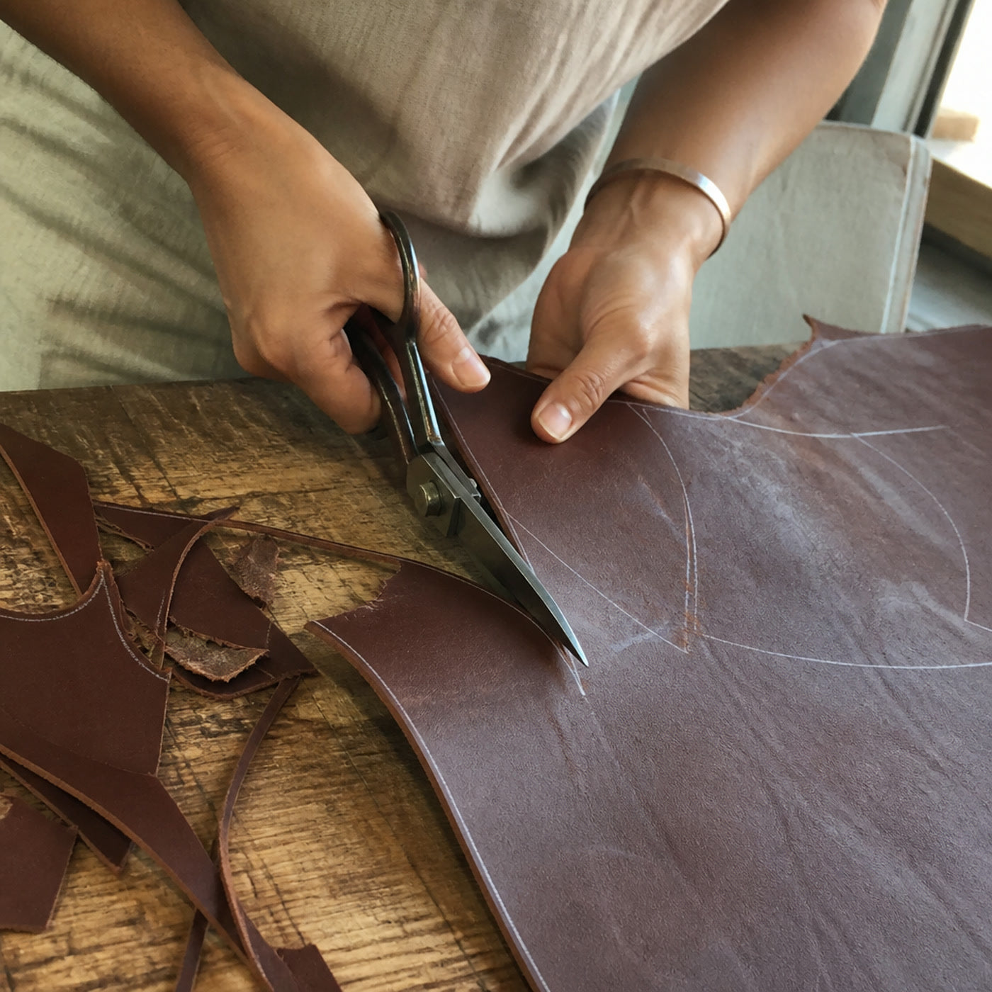 Cutting leather panels